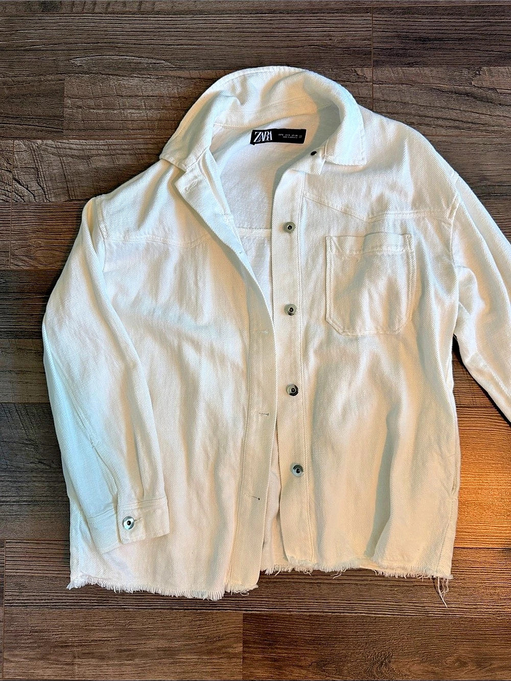 ZARA Women's White Frayed Hem Jacket